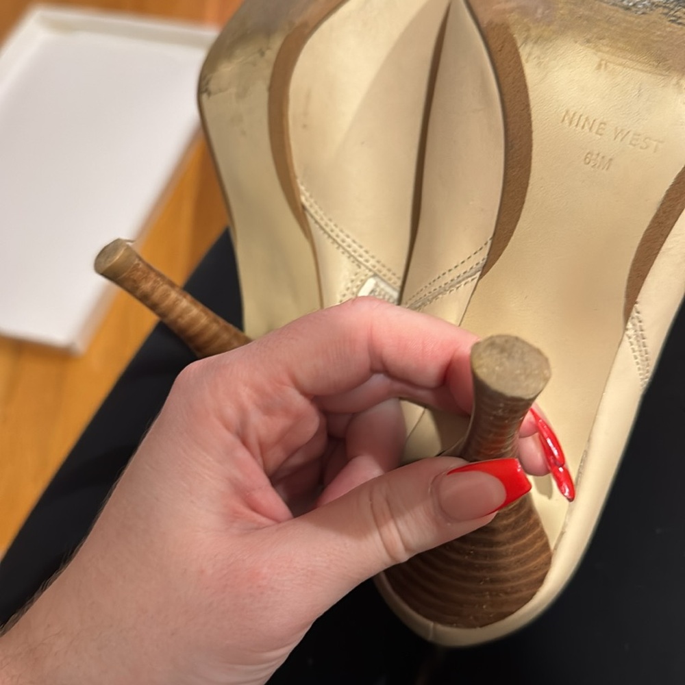NINE WEST• leather heel pointed boots - Picture 13 of 15